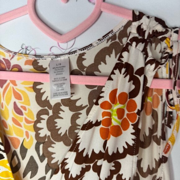 Floral dress cinching ribbon 🎀 tie shoulder stretchy slinky flowers hippie - Picture 6 of 12